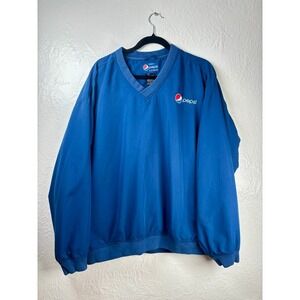 Pepsi Windbreaker Pullover Mens Large Blue Embroidered Logo Aramark Jacket